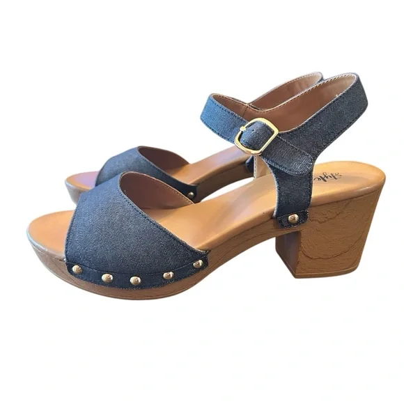 Style & Co Anddreas Navy Canvas Platform Block-Heel Sandals Size 6.5 - Picture 6 of 10